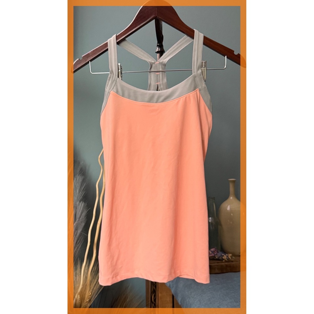 Avia Peach Coral Racerback Athletic Tank Top Built-In Shelf Bra Athleisure Small